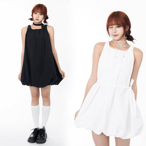 頸帶/腰帶OK! BUBBLE TANK TOP DRESS WITH SCARF SET/ 2色