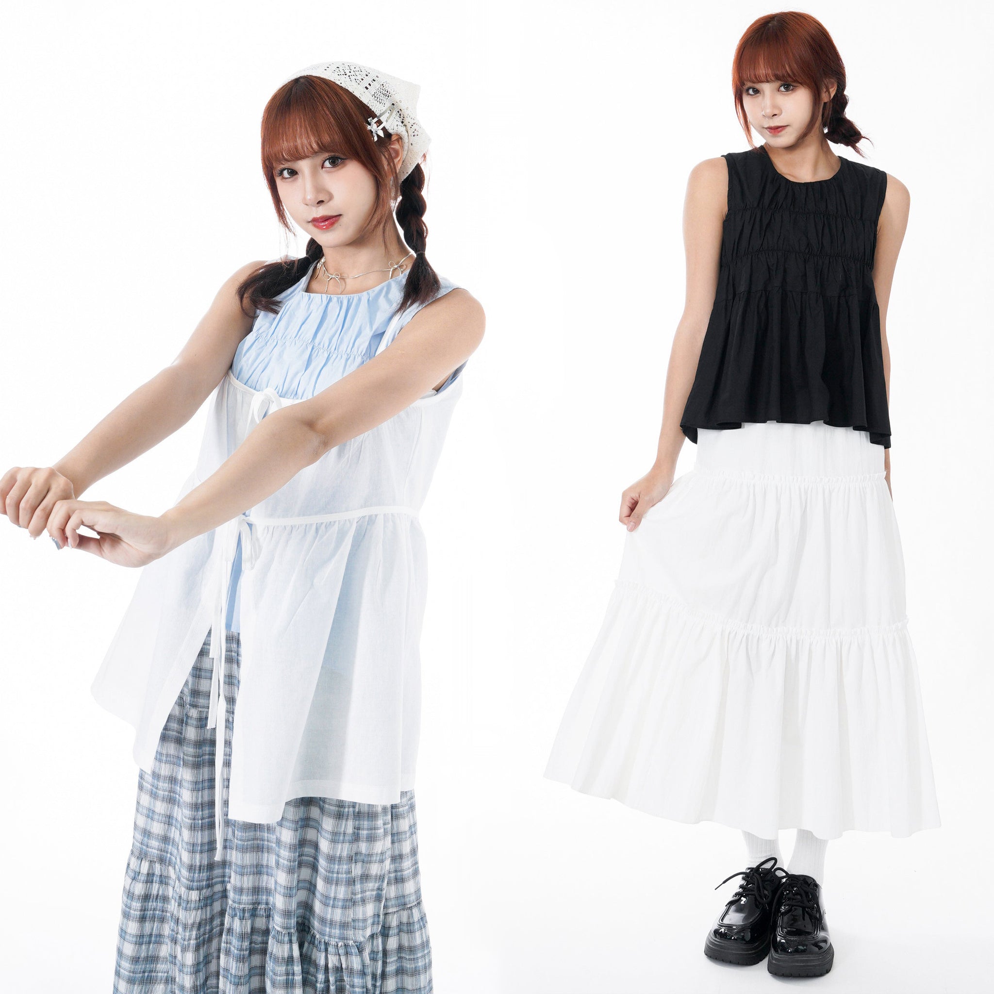 FIELD SHIRRING SLEEVELESS BLOUSE/ 3色