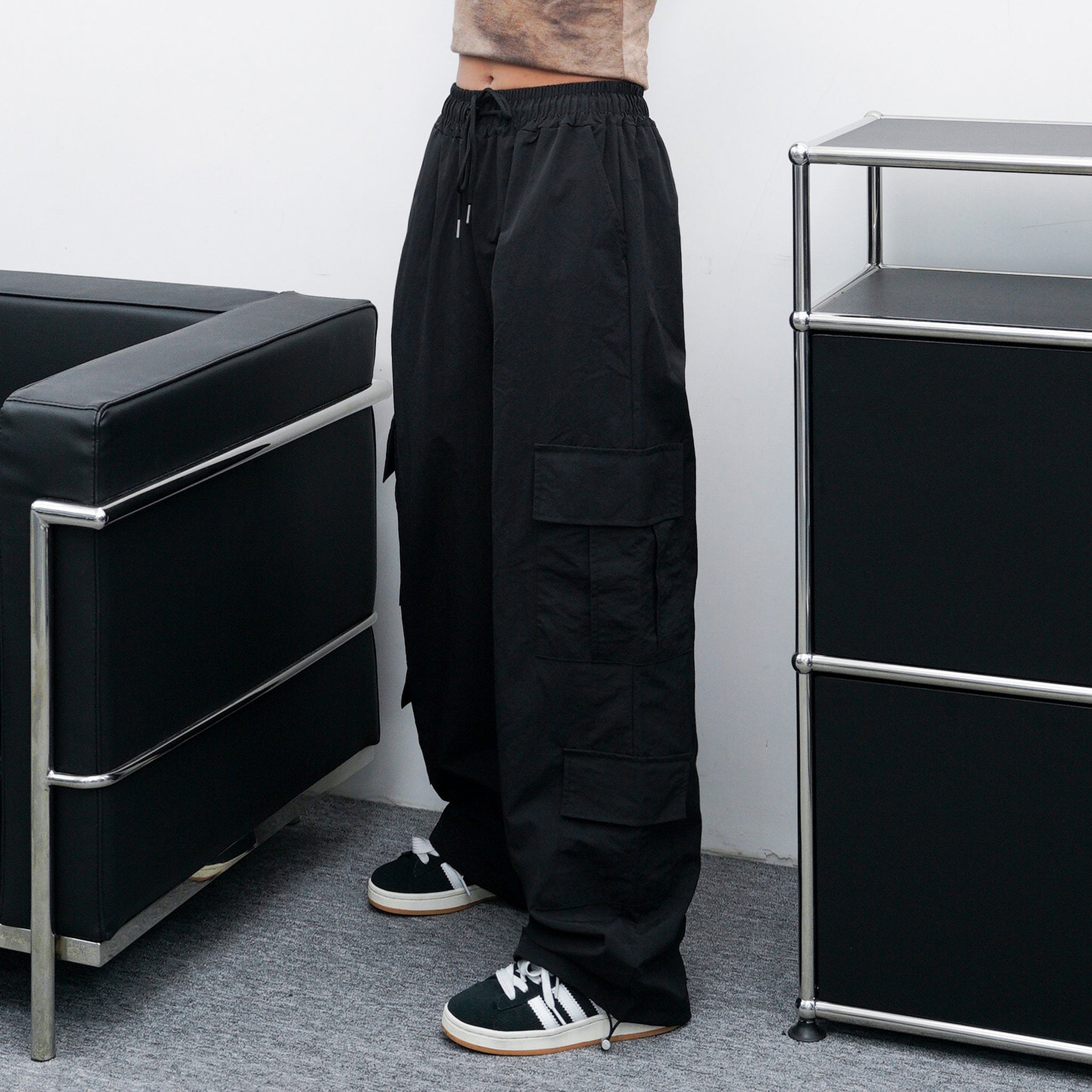 [UNISEX] MULTI CARGO NYLON PANTS/ 3色