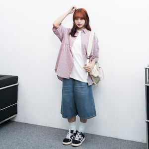 [BEST] SUMMER輕薄型OVERSIZE CHECKERED SHIRT/ 2色