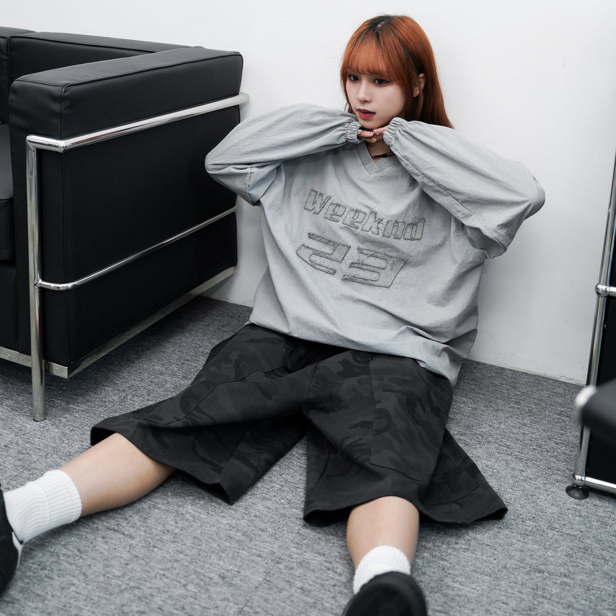 [UNISEX] 水洗系列WEEKEND 23 NYLON V-NECK SWEATSHIRT/ 3色