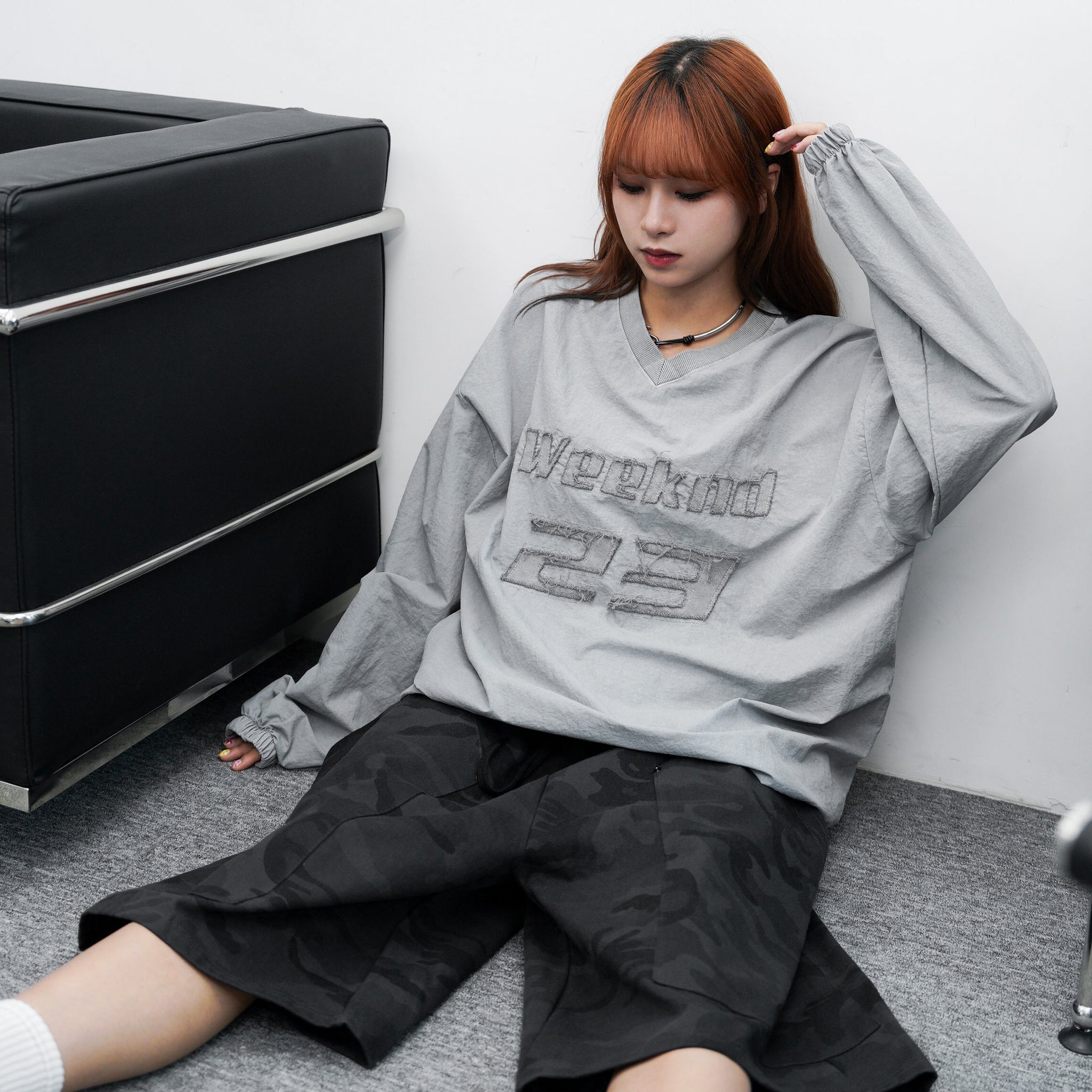 [UNISEX] 水洗系列WEEKEND 23 NYLON V-NECK SWEATSHIRT/ 3色