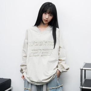 [UNISEX] 水洗系列WEEKEND 23 NYLON V-NECK SWEATSHIRT/ 3色