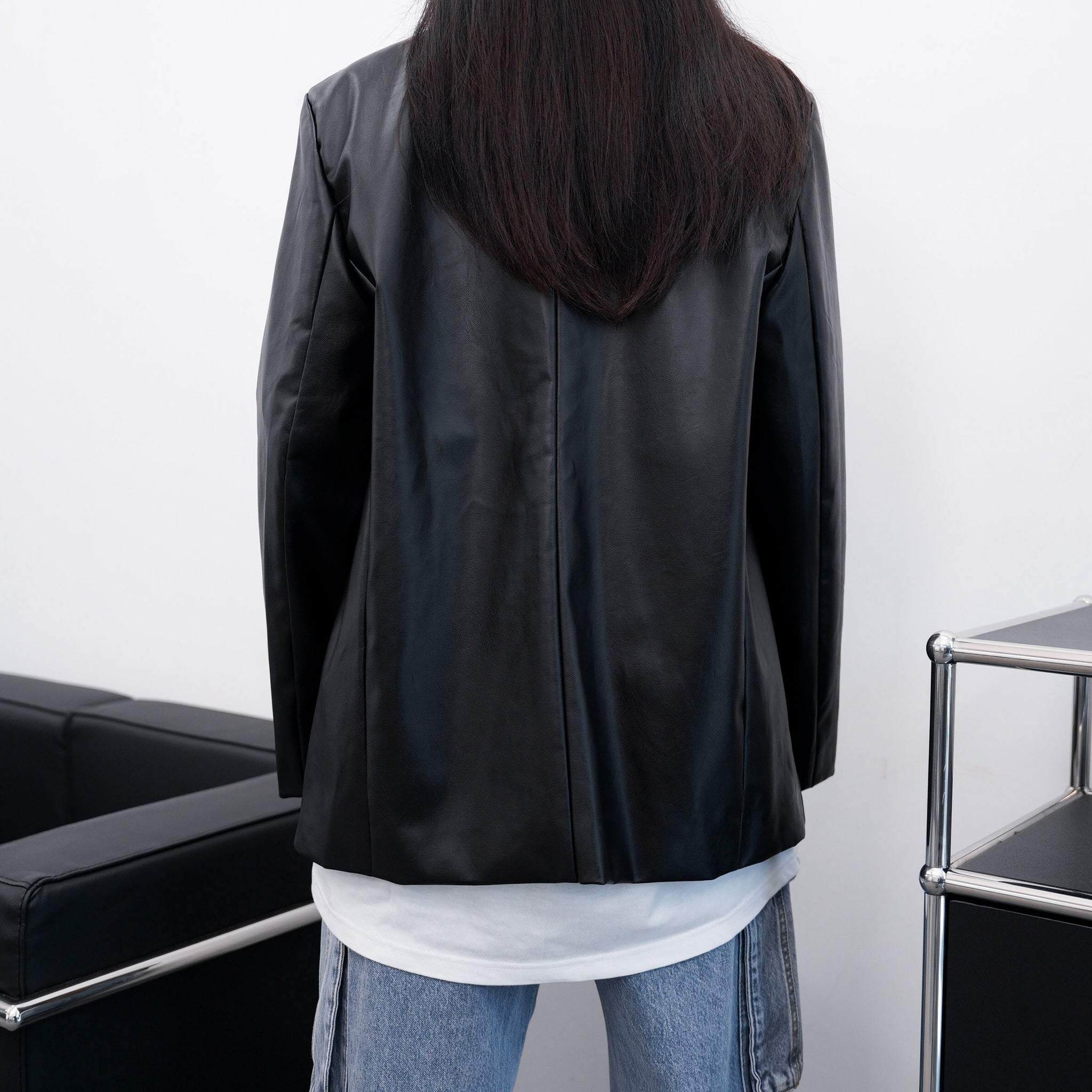 Overfit Leather Blazer/ 1色