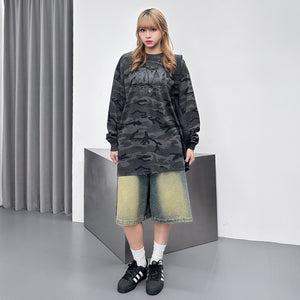[UNISEX] BLUE WASHED CARPENTER BERMUDA DENIM PANTS/ 2色