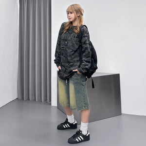 [UNISEX] BLUE WASHED CARPENTER BERMUDA DENIM PANTS/ 2色