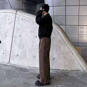 UNISEX LEOPARD SUPER WIDE BANDING PANTS/ 2色