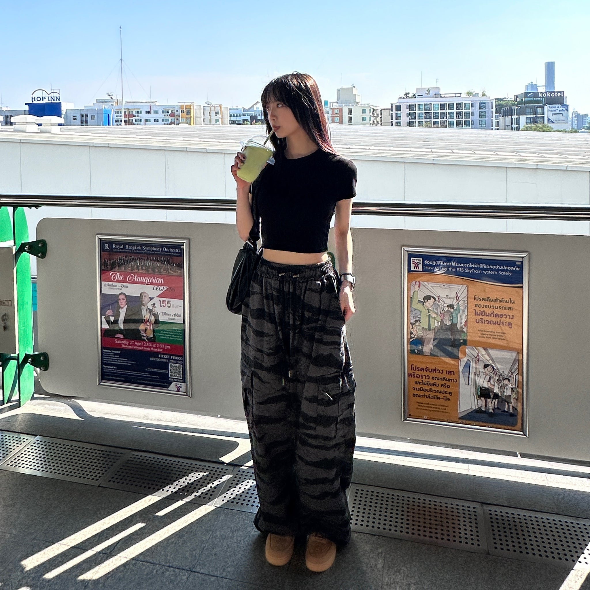 [UNISEX] 極高腰CAMOUFLAGE CARGO BANDING PANTS/ 1色