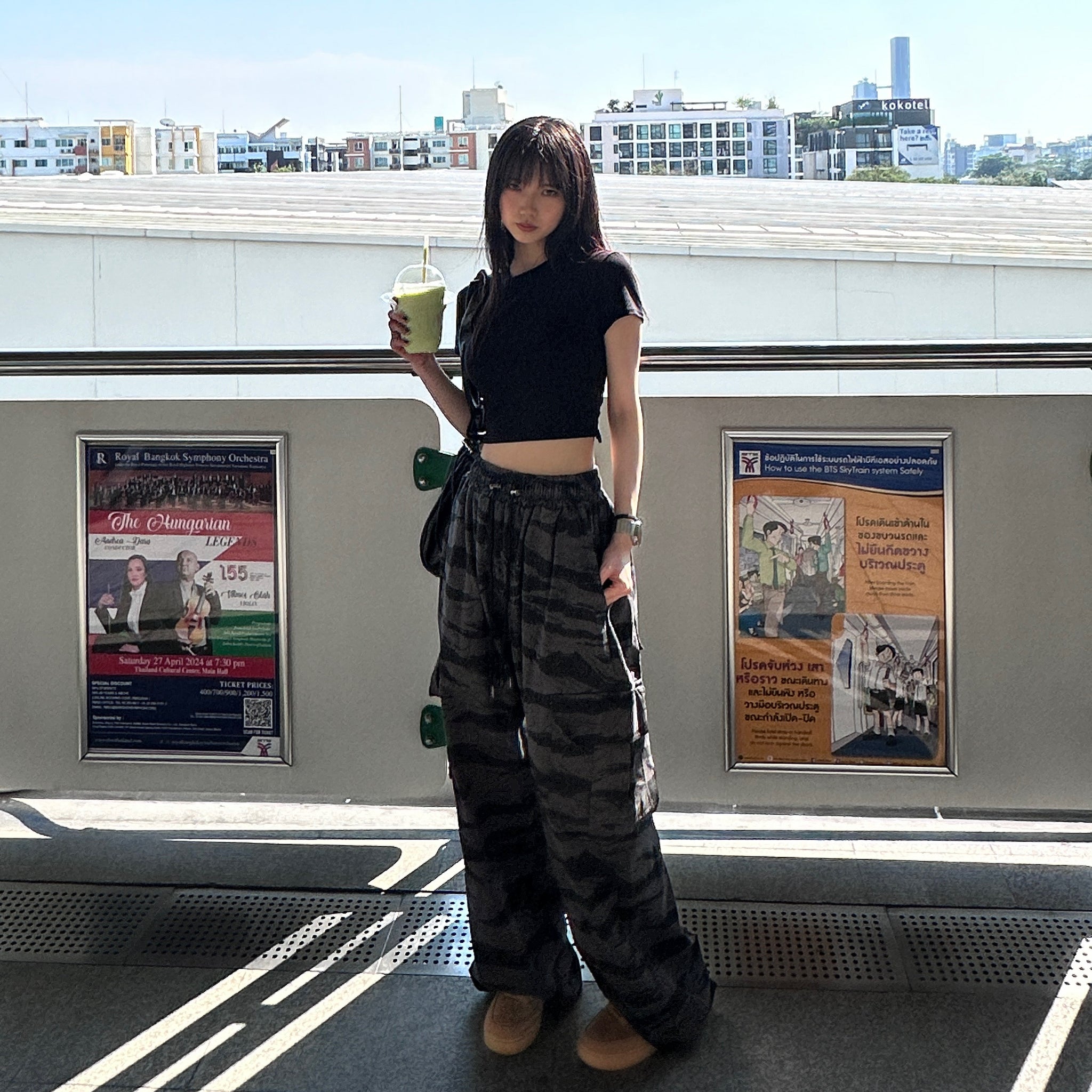 [UNISEX] 極高腰CAMOUFLAGE CARGO BANDING PANTS/ 1色