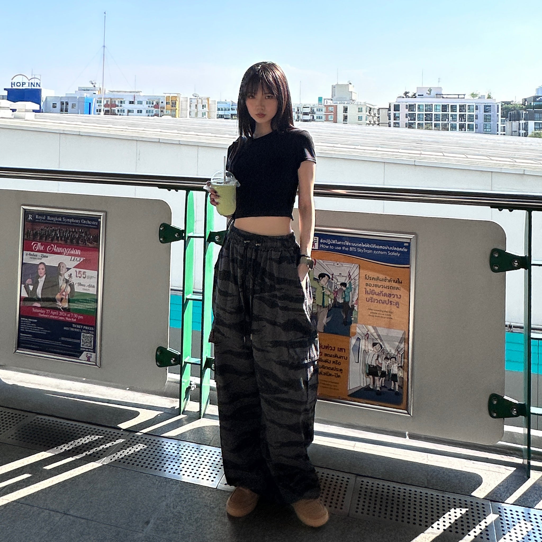 [UNISEX] 極高腰CAMOUFLAGE CARGO BANDING PANTS/ 1色