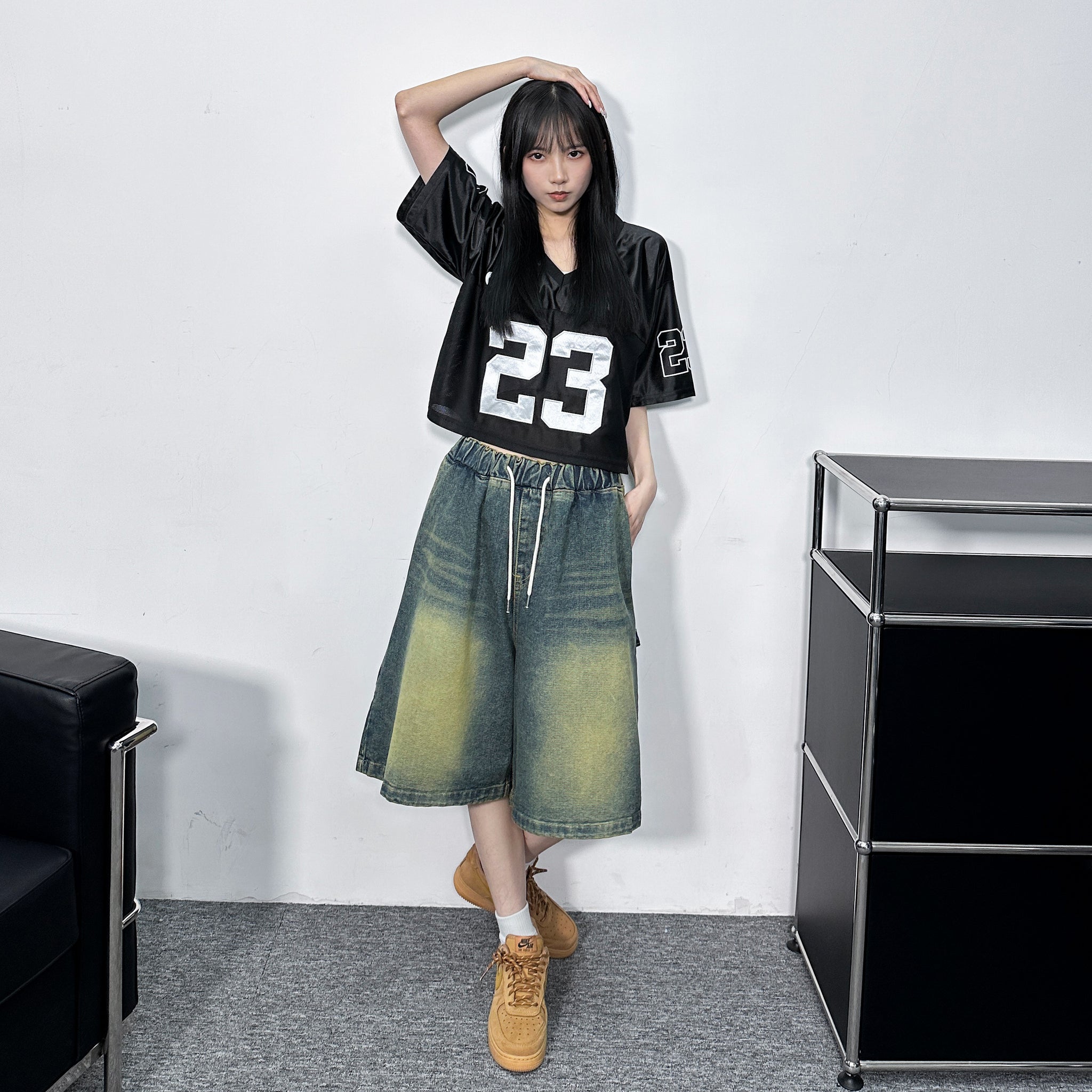 [BEST] NO.23 SEMI-CROP JERSEY TEE/ 2色