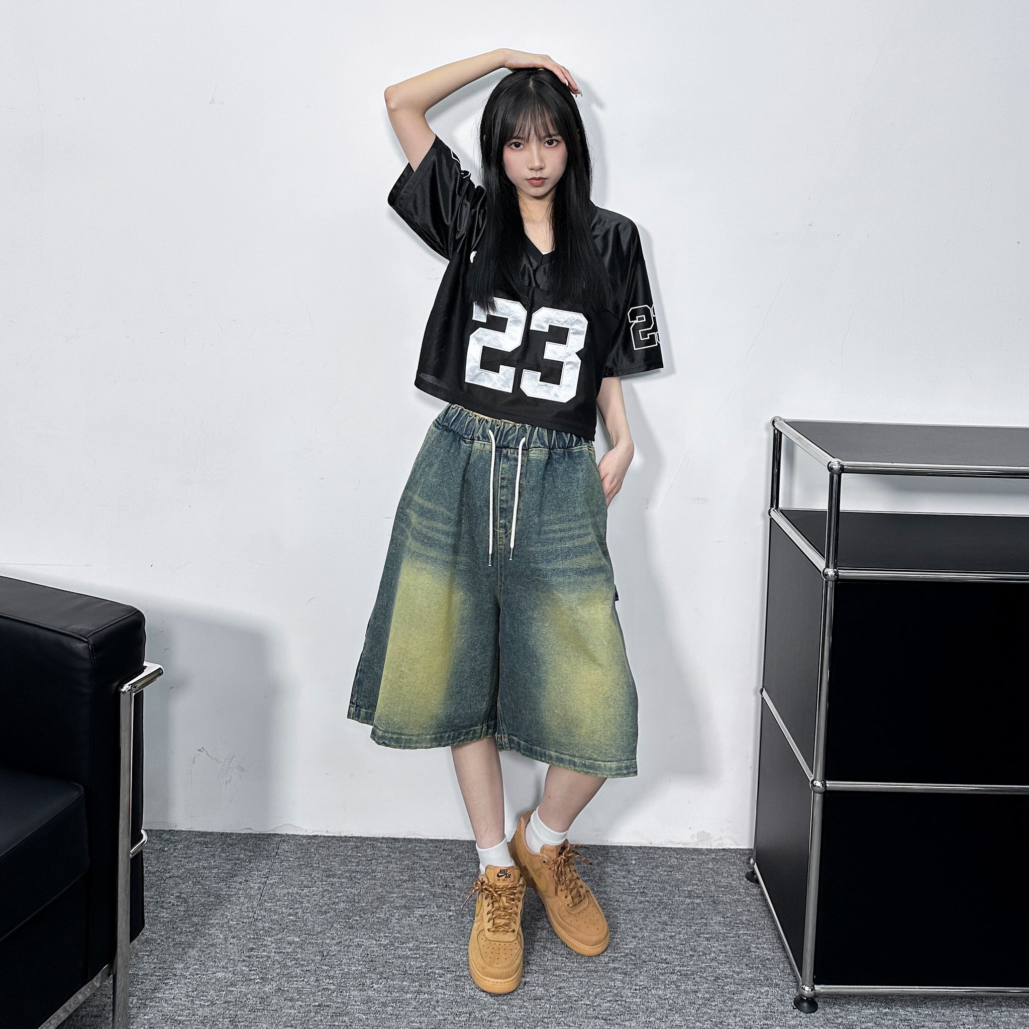 [BEST] NO.23 SEMI-CROP JERSEY TEE/ 2色