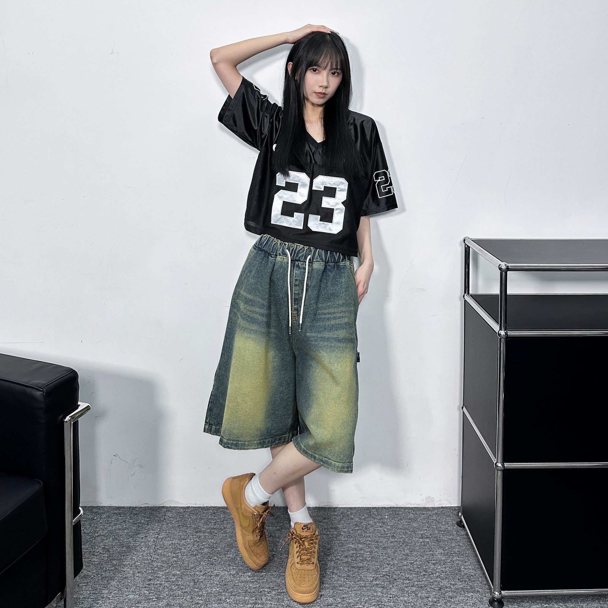 [BEST] NO.23 SEMI-CROP JERSEY TEE/ 2色