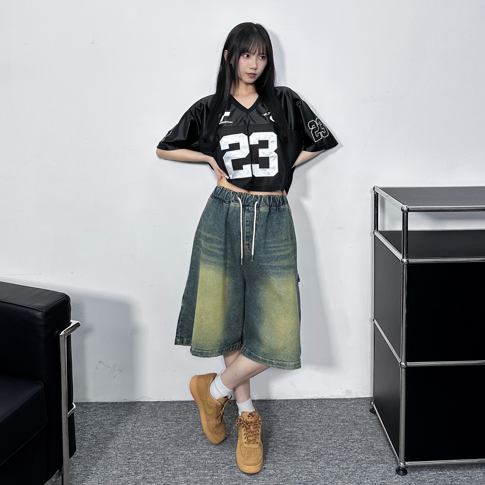 [BEST] NO.23 SEMI-CROP JERSEY TEE/ 2色