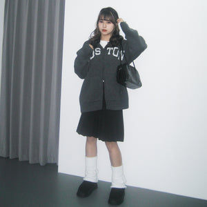 [UNISEX] BOSTON 2WAY OVERSIZE HOODED ZIP-UP KNIT/ 4色