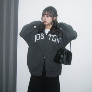 [UNISEX] BOSTON 2WAY OVERSIZE HOODED ZIP-UP KNIT/ 4色