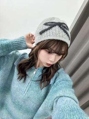 FLUFFY RIBBON BEANIE/ 2色