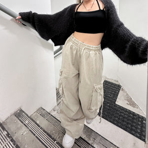 [UNISEX] 極高腰水洗STRING CARGO BANDING PANTS/ 1色