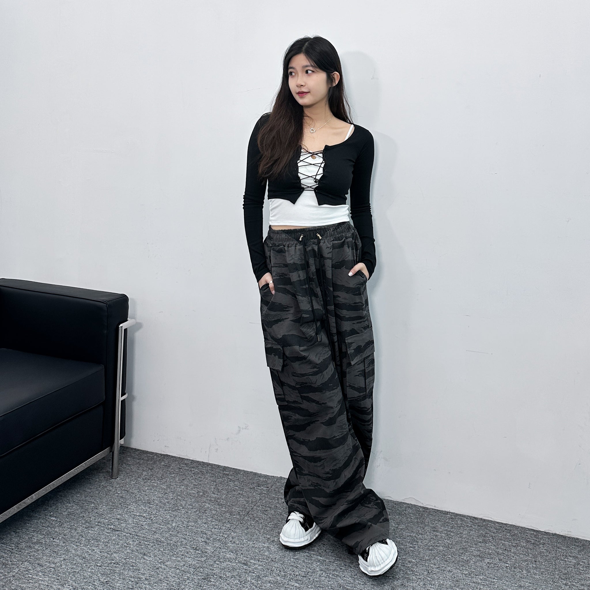 [UNISEX] 極高腰CAMOUFLAGE CARGO BANDING PANTS/ 1色