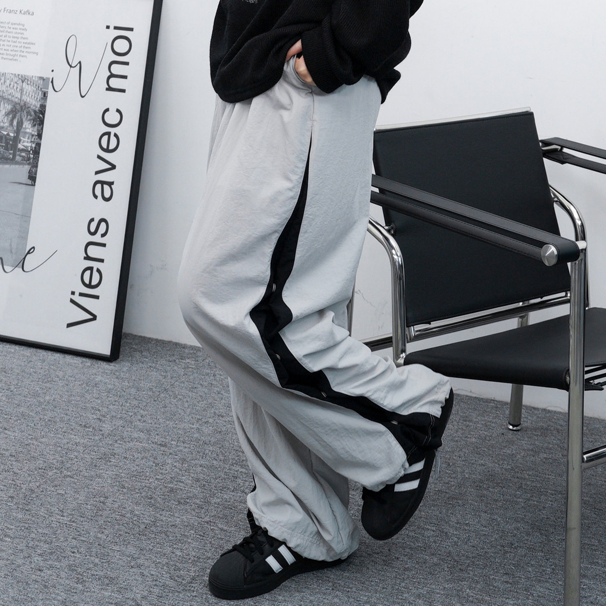 [UNISEX] SIDE BUTTON NYLON PANTS/ 2色