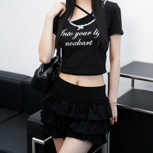 [RIBBON&LACE] INTO YOUR LIFE CROP TEE/ 2色