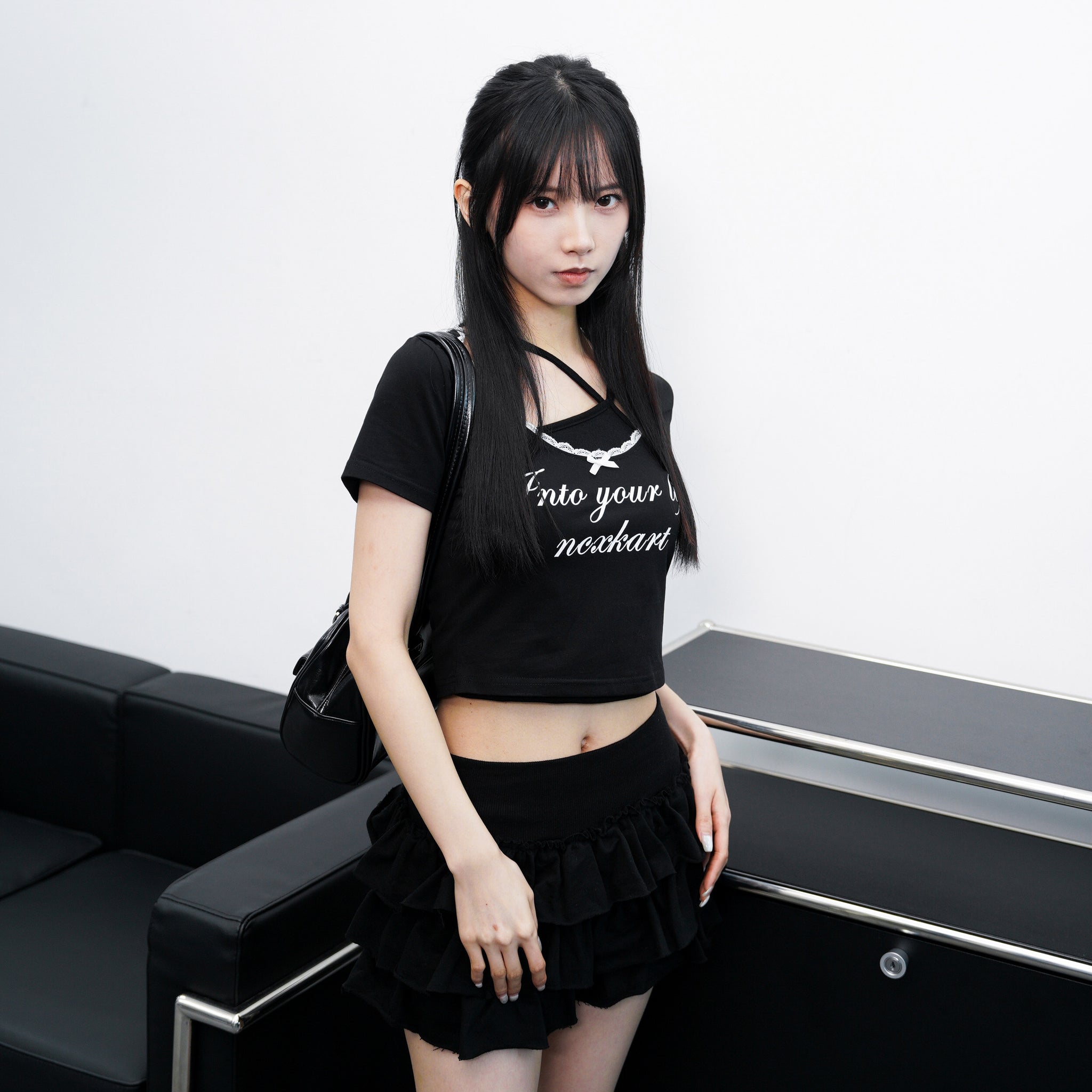 [RIBBON&LACE] INTO YOUR LIFE CROP TEE/ 2色