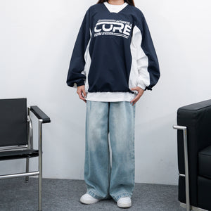 [UNISEX] CORE NYLON V-NECK SWEATSHIRT/ 3色