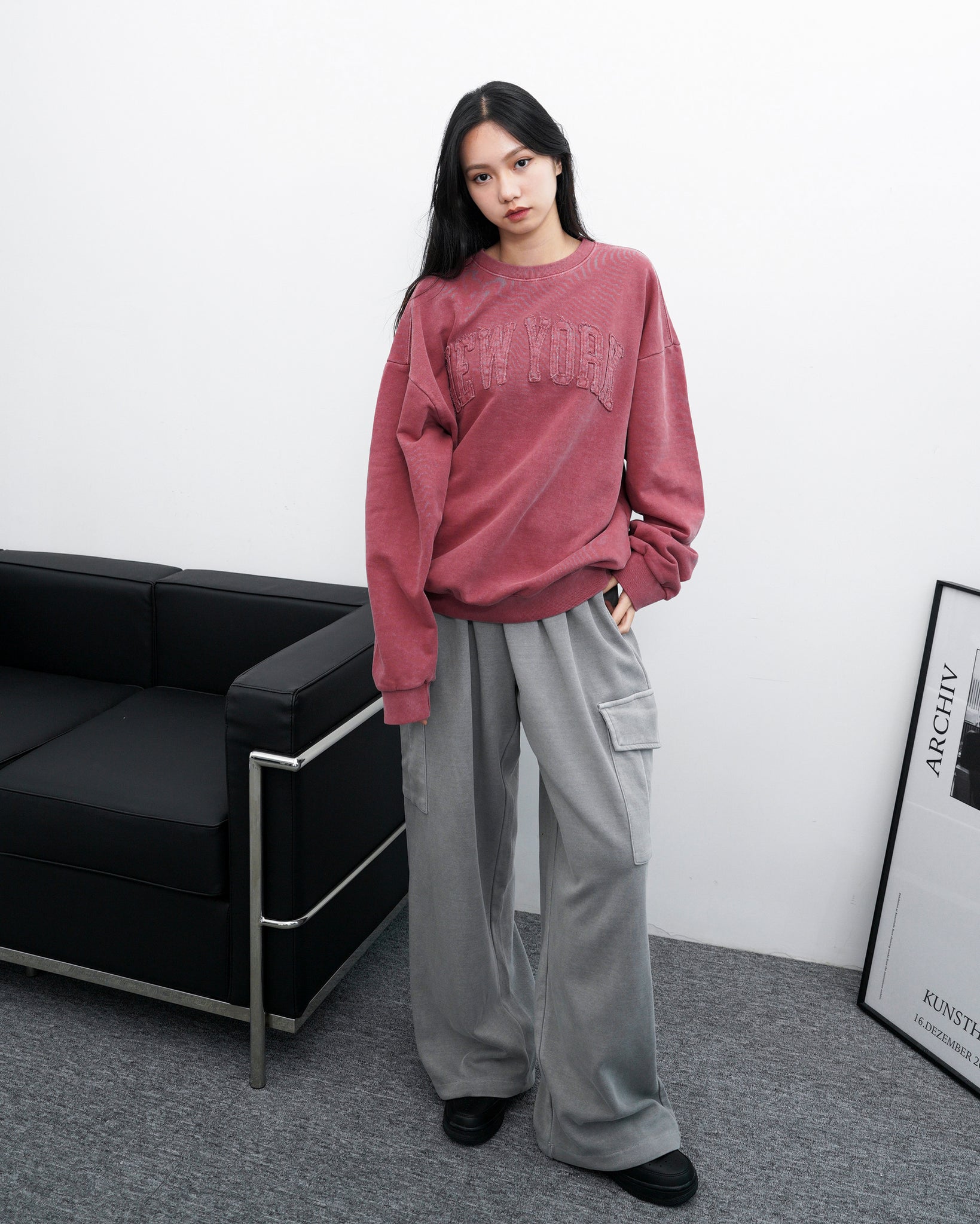 [UNISEX] Dyeing Cargo Wide Sweatpants/ 2色