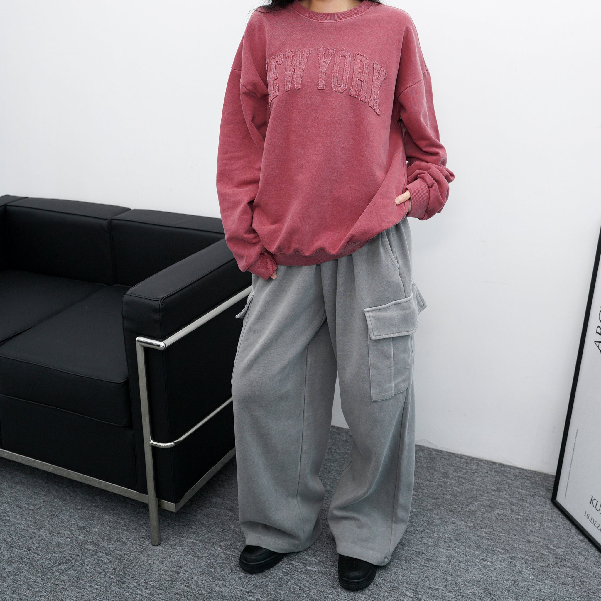 [UNISEX] Dyeing Cargo Wide Sweatpants/ 2色