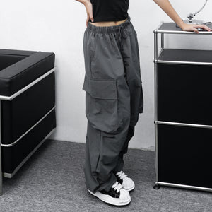 [UNISEX] Big Cargo Wide Nylon Pants/ 4色