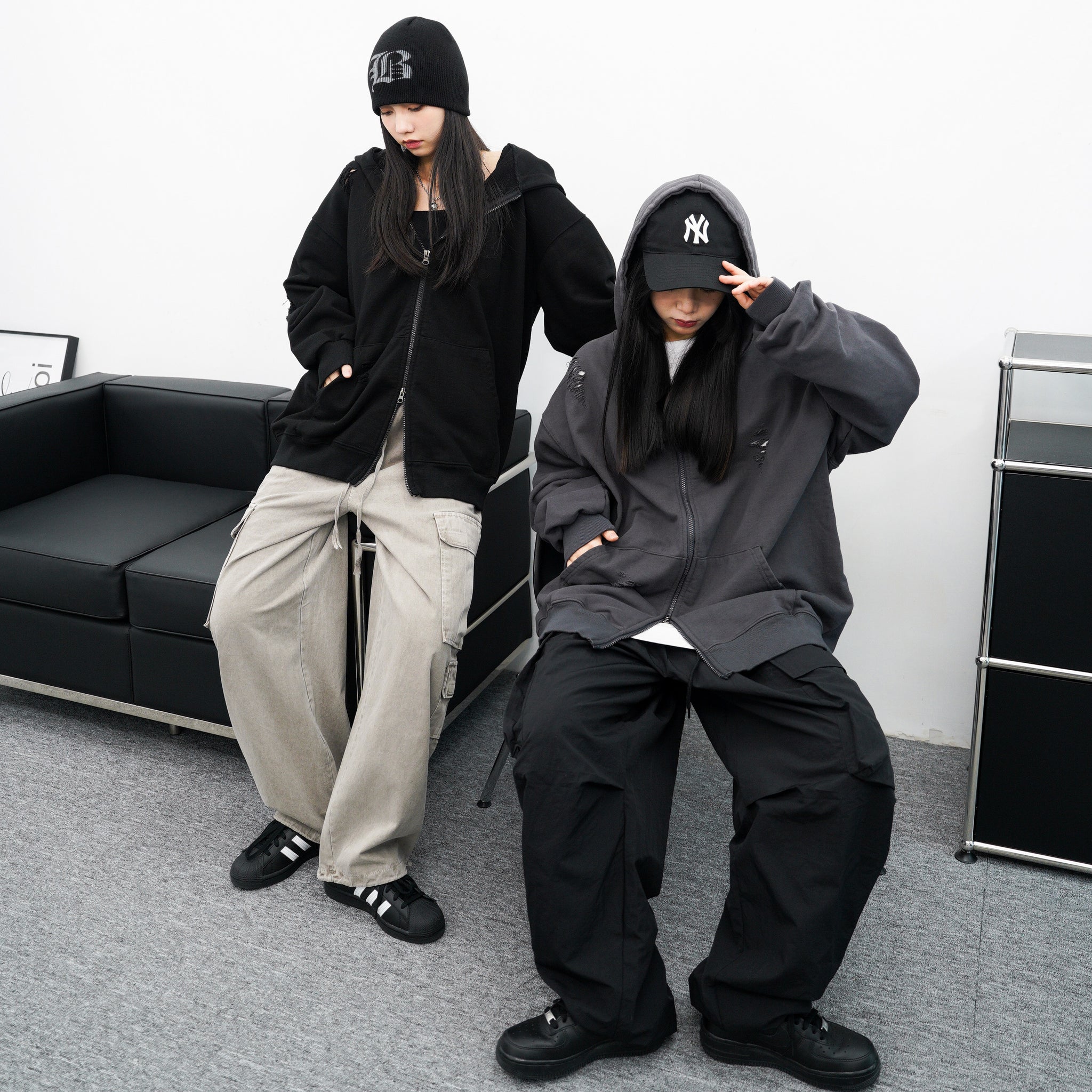 [UNISEX] Big Cargo Wide Nylon Pants/ 4色