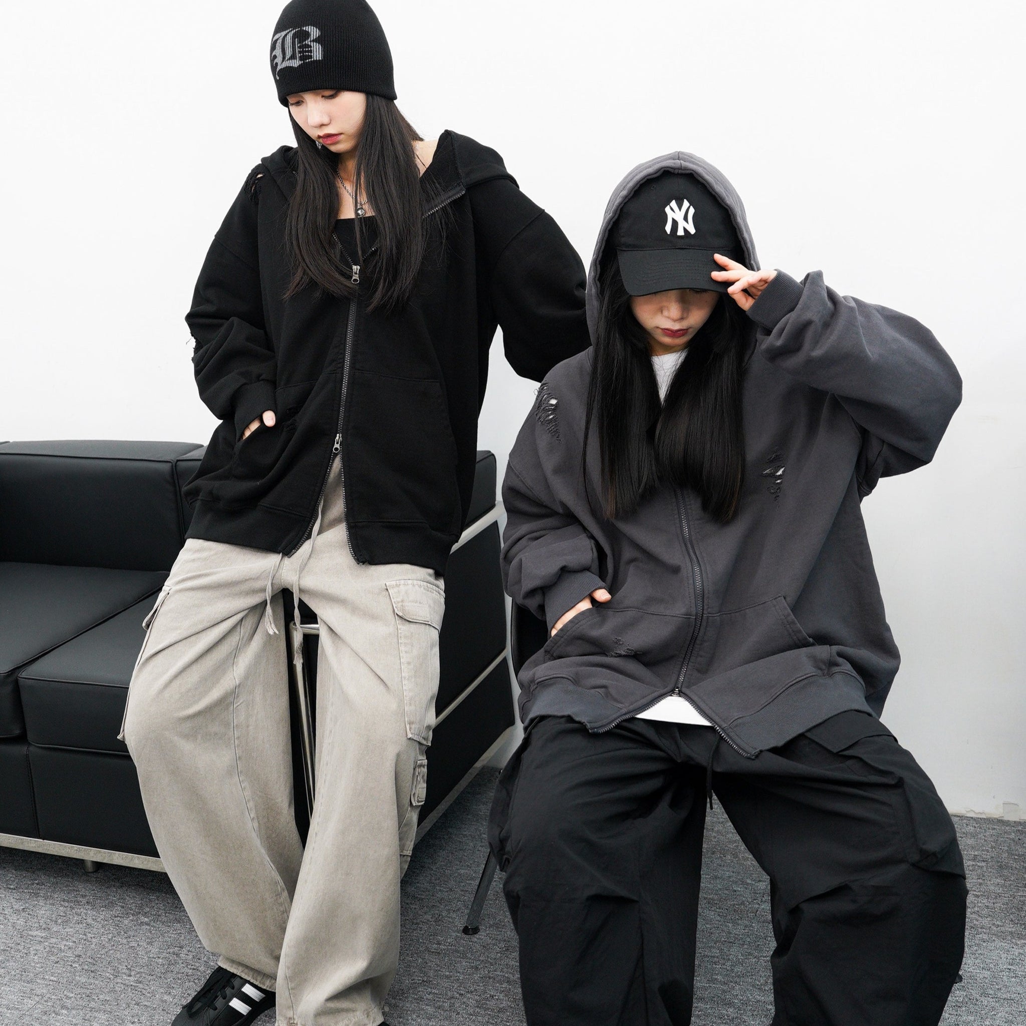 [UNISEX] Damage Oversize Jacket/ 2色