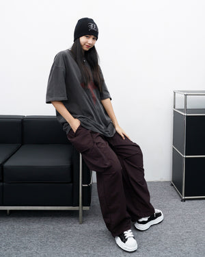 [UNISEX] Big Cargo Wide Nylon Pants/ 4色