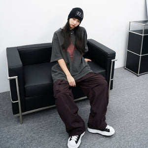 [UNISEX] Big Cargo Wide Nylon Pants/ 4色