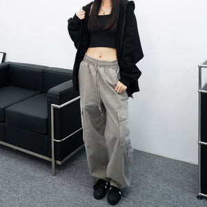 [UNISEX] Pigment Washed Multi Cargo Pants/ 2色