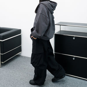 [UNISEX] Big Cargo Wide Nylon Pants/ 4色