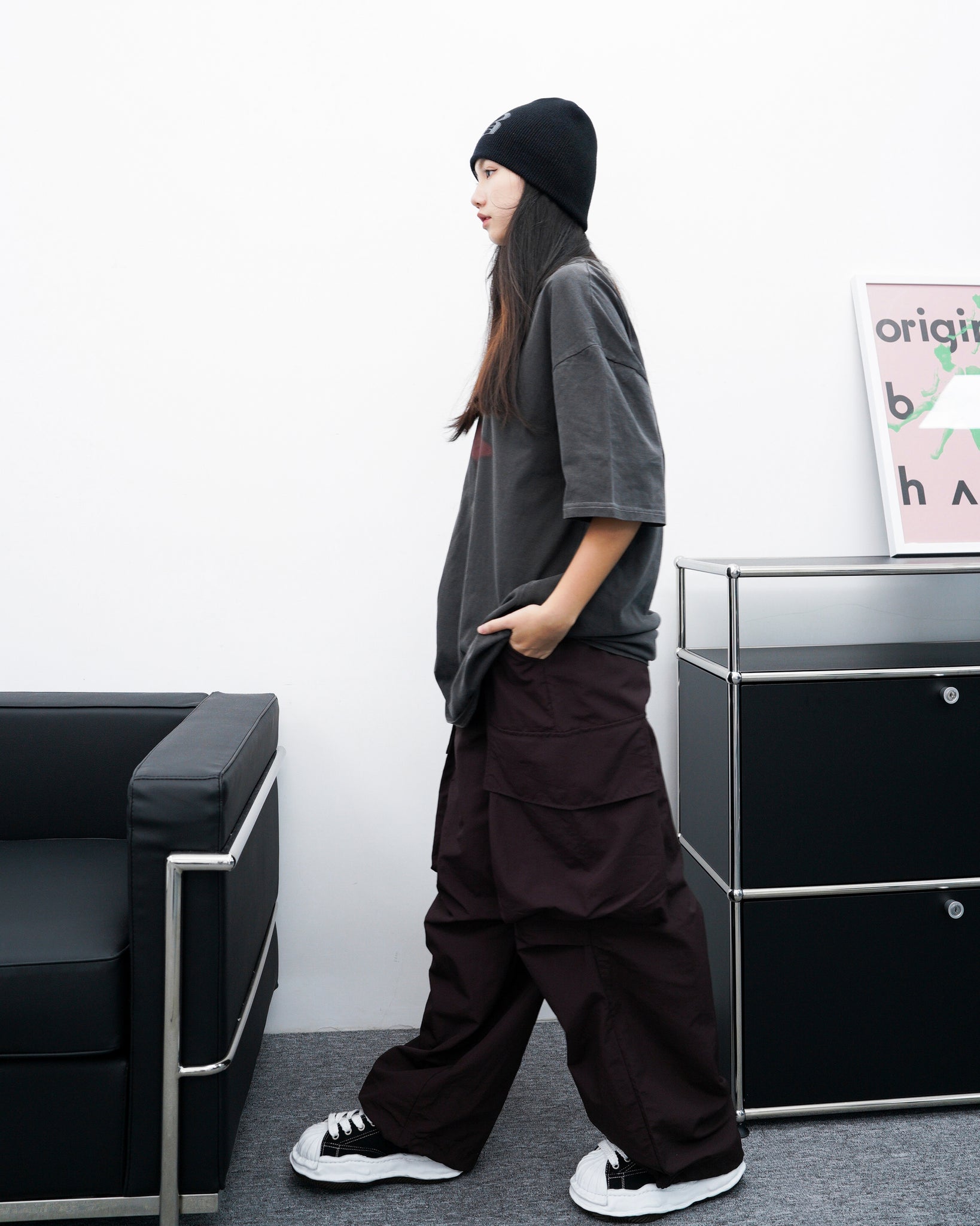 [UNISEX] Big Cargo Wide Nylon Pants/ 4色