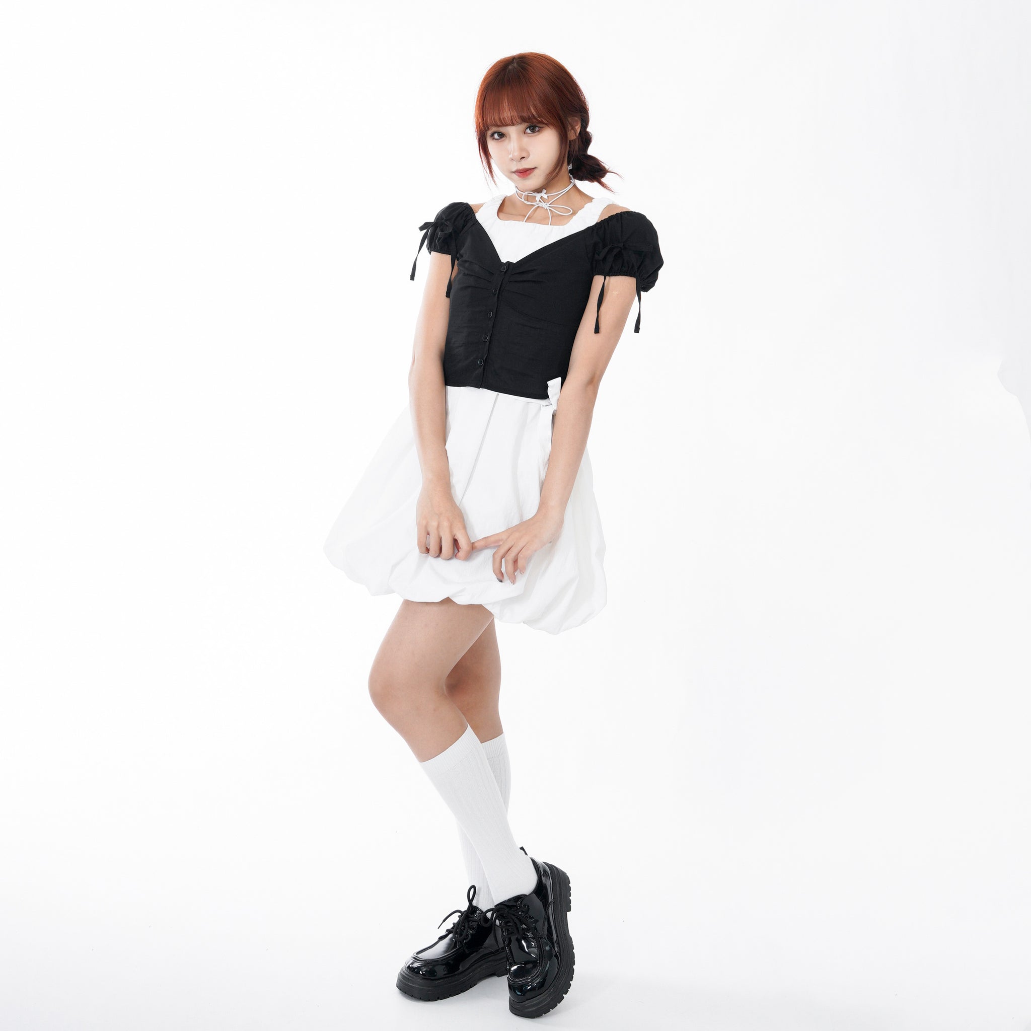 頸帶/腰帶OK! BUBBLE TANK TOP DRESS WITH SCARF SET/ 2色