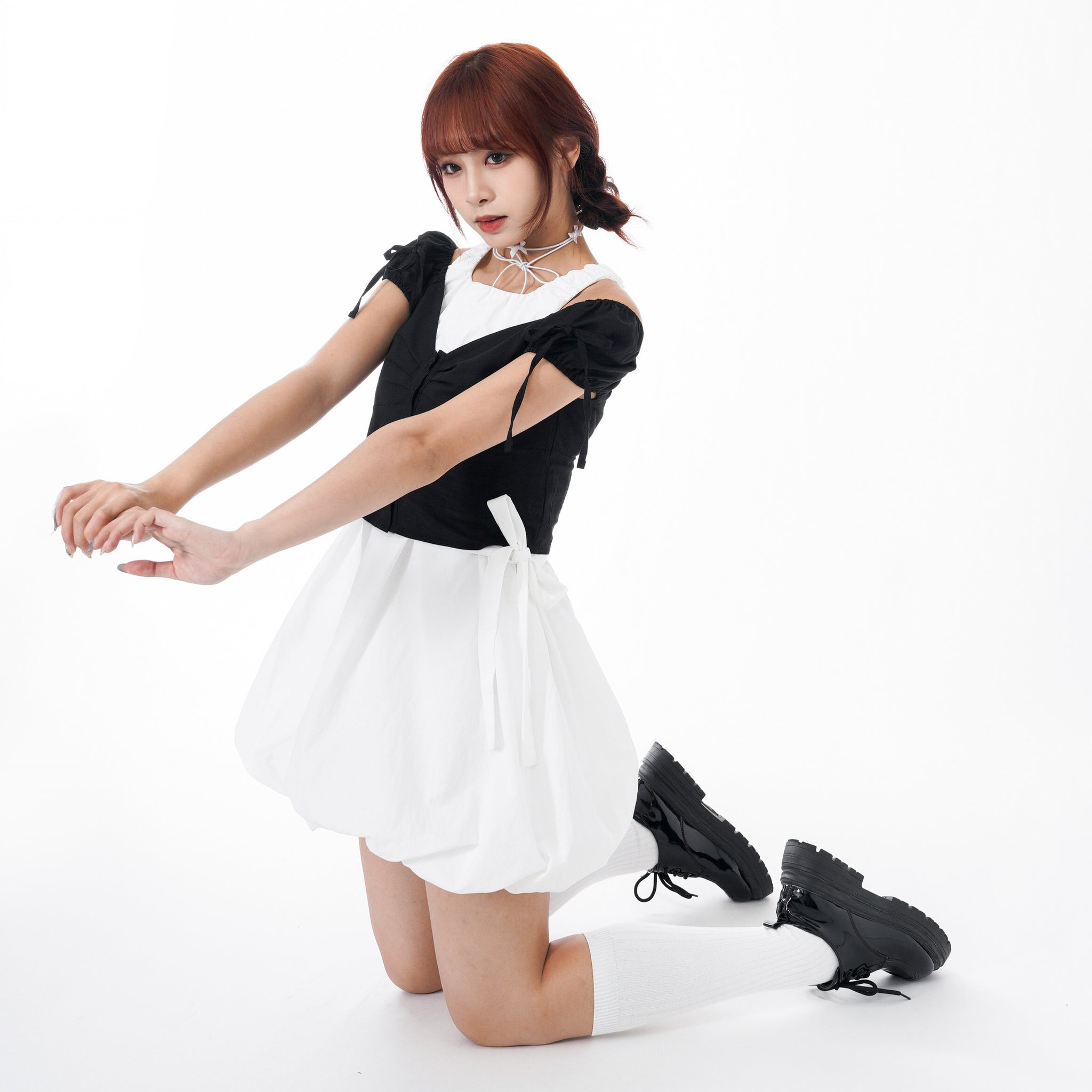 頸帶/腰帶OK! BUBBLE TANK TOP DRESS WITH SCARF SET/ 2色