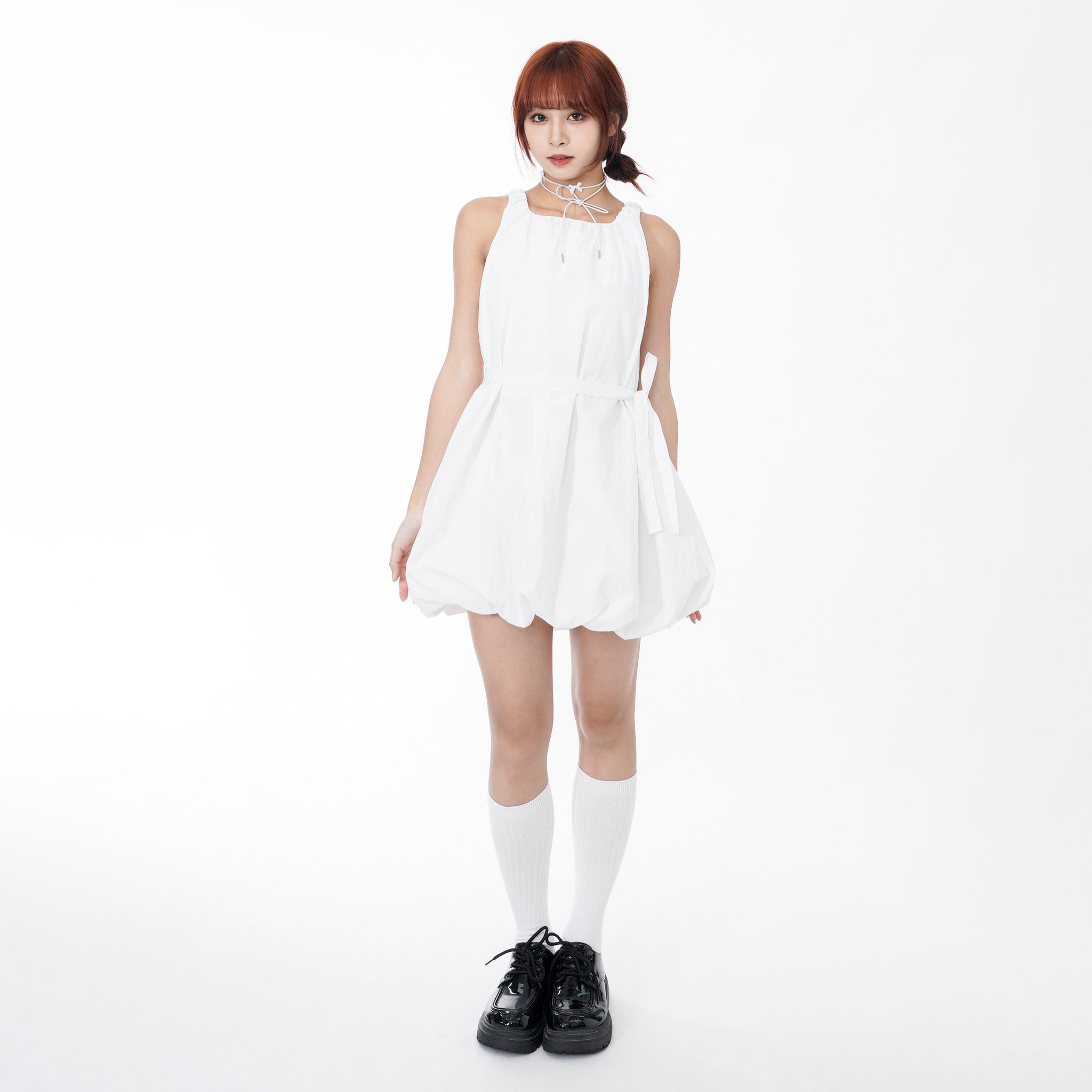 頸帶/腰帶OK! BUBBLE TANK TOP DRESS WITH SCARF SET/ 2色