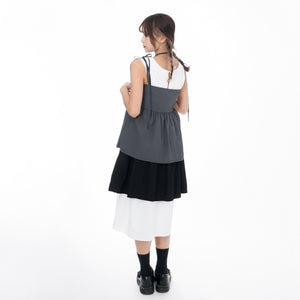 2WAY 3RIBBONS TANK TOP LAYERED DRESS/ 2色