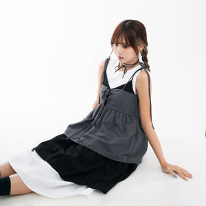 2WAY 3RIBBONS TANK TOP LAYERED DRESS/ 2色