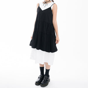 2WAY 3RIBBONS TANK TOP LAYERED DRESS/ 2色