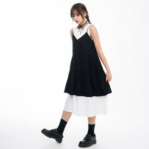 2WAY 3RIBBONS TANK TOP LAYERED DRESS/ 2色