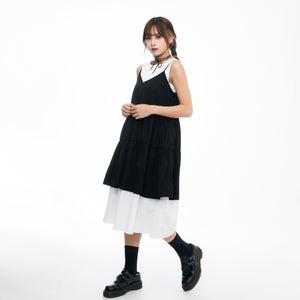 2WAY 3RIBBONS TANK TOP LAYERED DRESS/ 2色