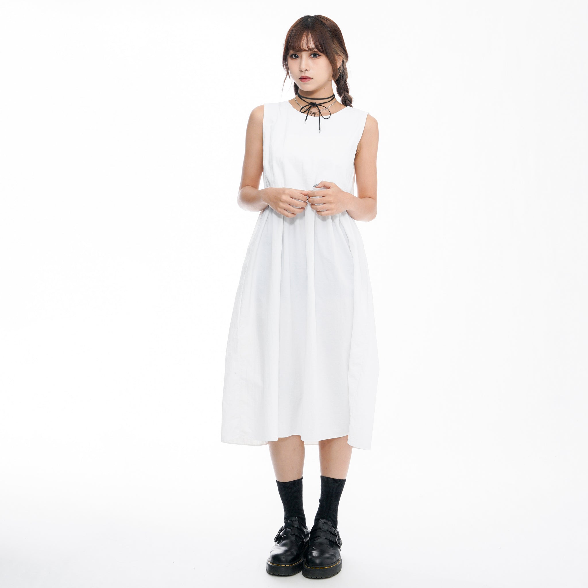 2WAY 3RIBBONS TANK TOP LAYERED DRESS/ 2色