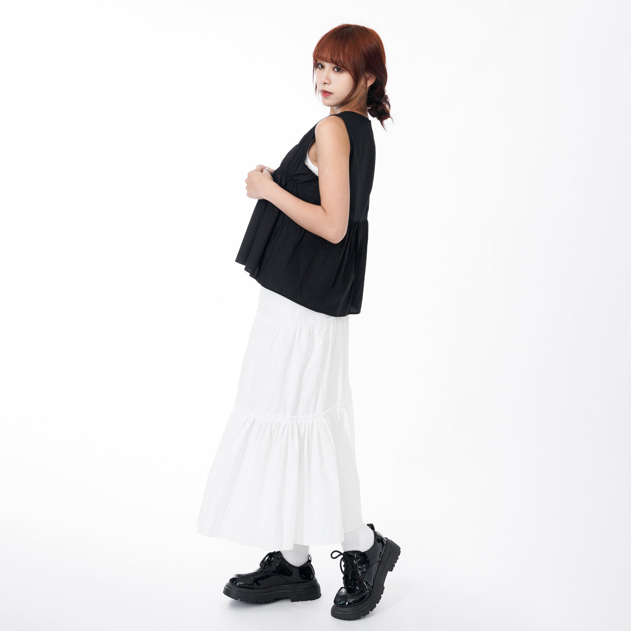 FIELD SHIRRING SLEEVELESS BLOUSE/ 3色