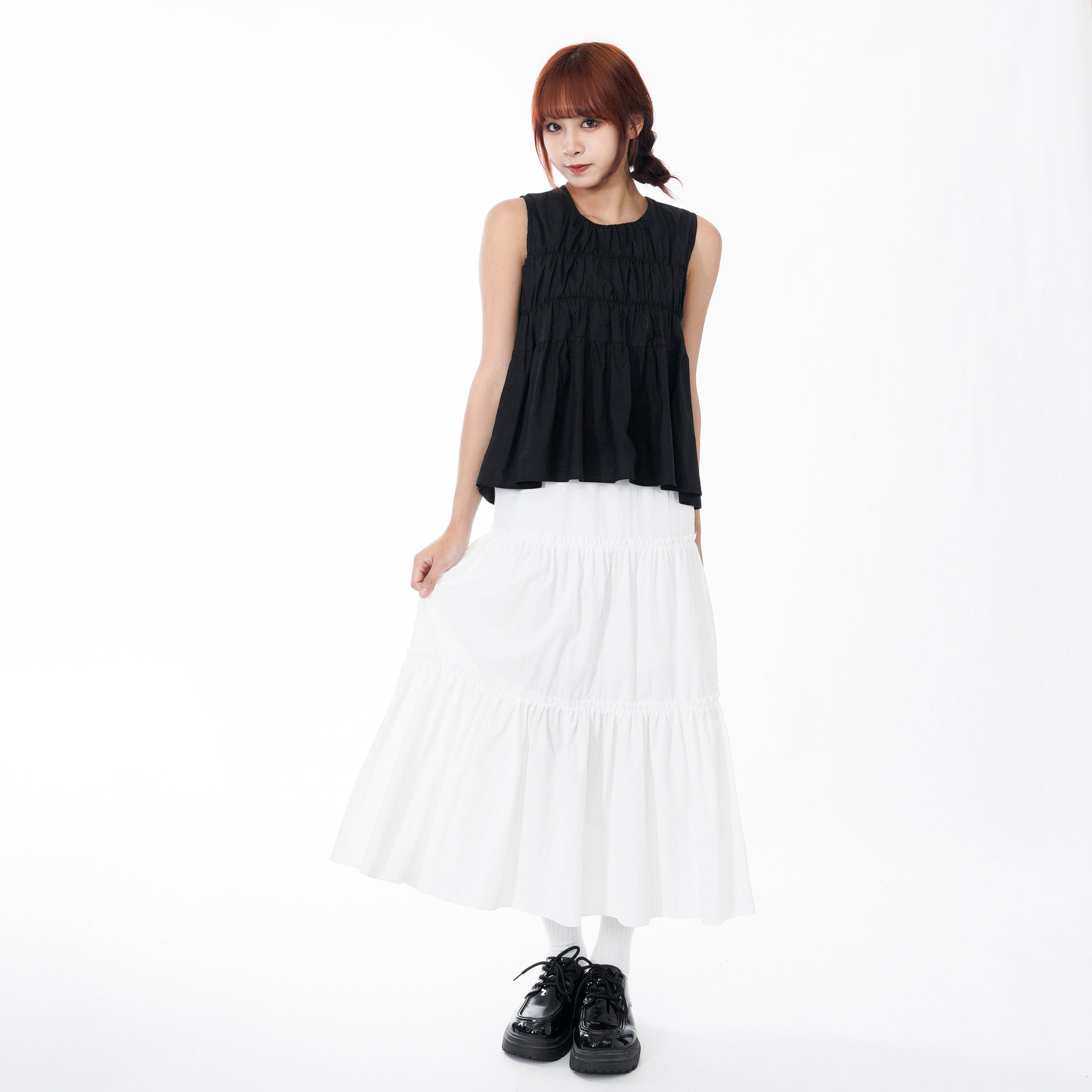 FIELD SHIRRING SLEEVELESS BLOUSE/ 3色