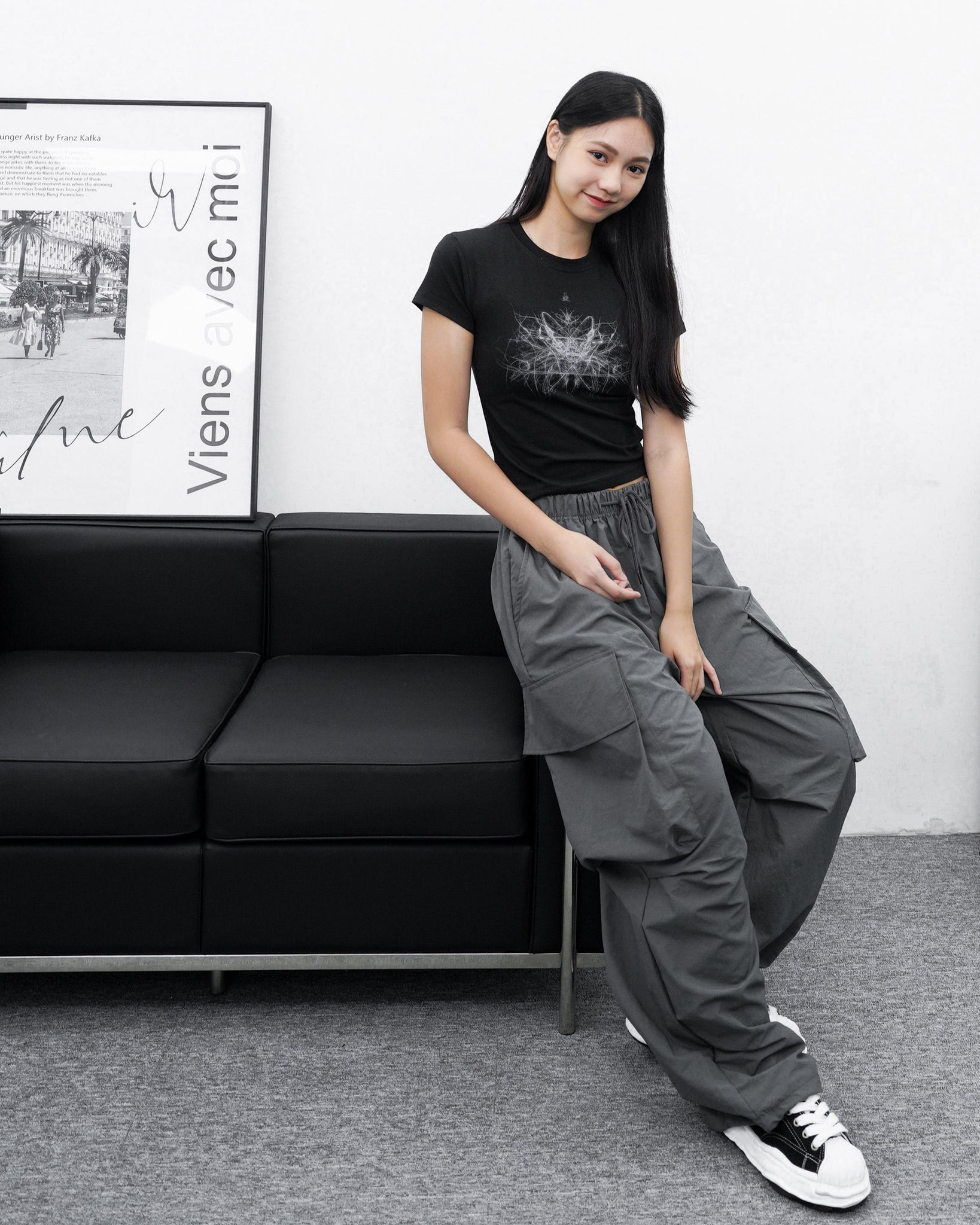 [UNISEX] Big Cargo Wide Nylon Pants/ 4色