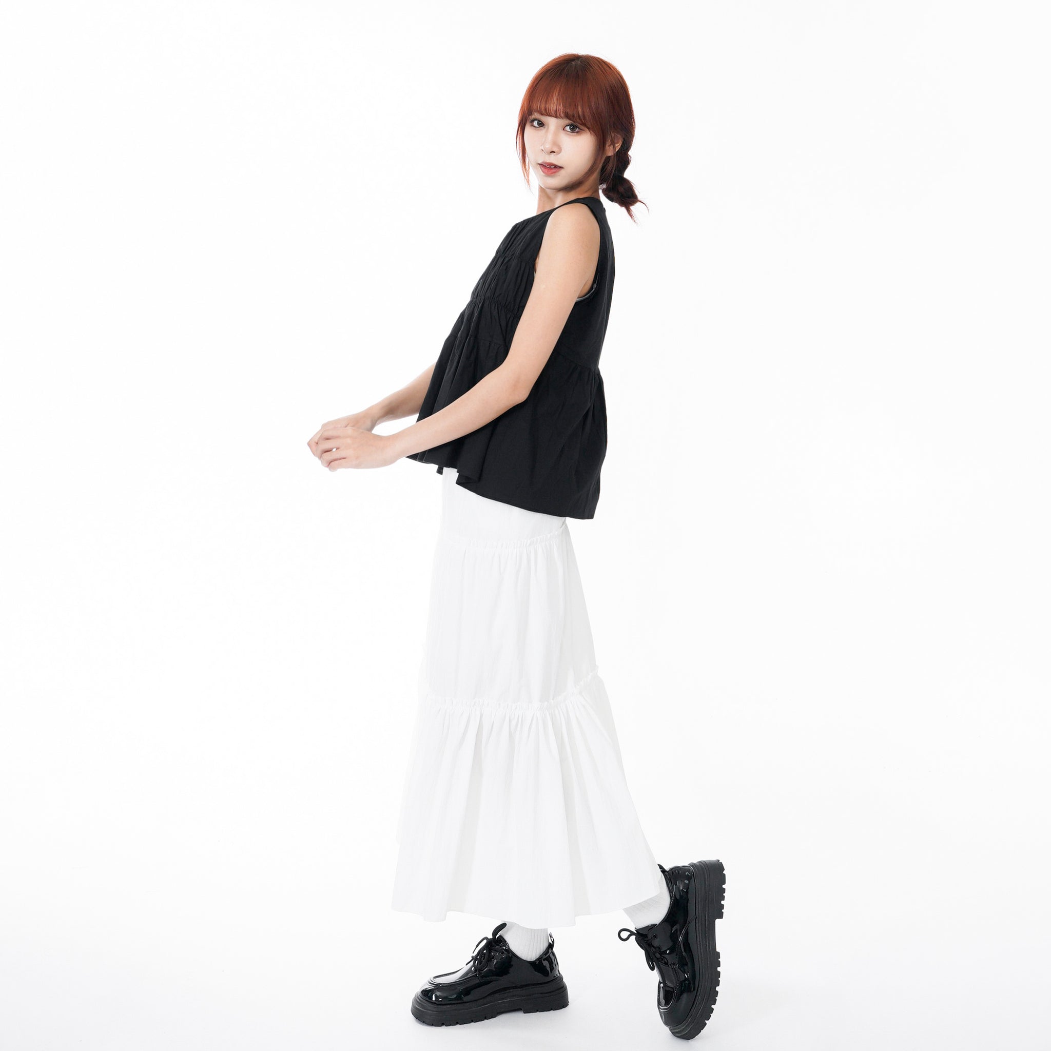 FIELD SHIRRING SLEEVELESS BLOUSE/ 3色